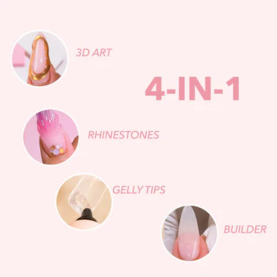 4 EN 1 GEL 3D + PEGAMENTO DE SOFT GEL/CRISTALES